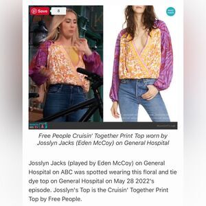 Free People Cruisin Together multi Print yellow and purple blouse size XS